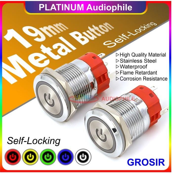 (Allthebest) Metal Push Button Switch 19mm + logo LOCK LATCHING