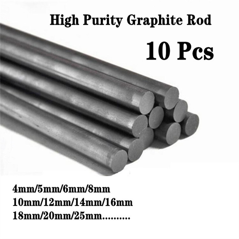 10pcs Black Carbon Rod Graphite Electrode Cylinder Rods Bars 100mm