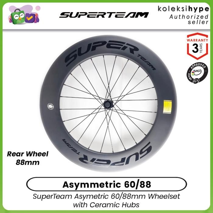SuperTeam Cerac Disc ke Asymmetric Carbon Wheelset Garansi
