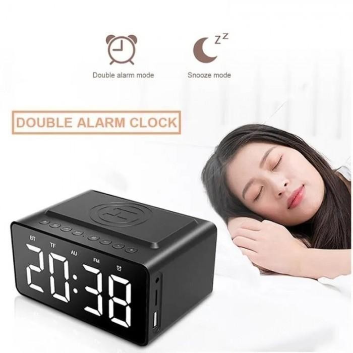 AEC BT508 - Bluetooth Speaker LED Alarm Clock with Wireless Charger