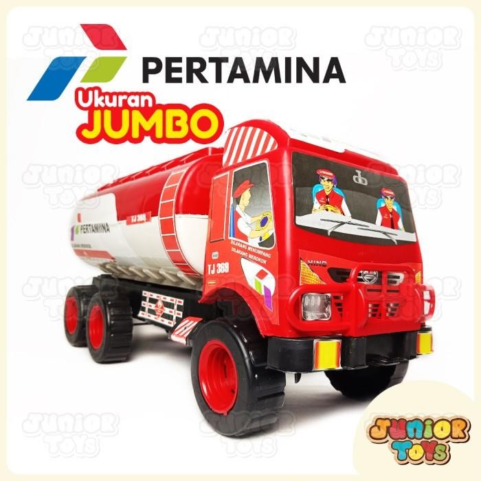 (Allthebest) Mainan Mobil Truk Minyak Truk Tangki Pertamina Ukuran Besar 53 Cm