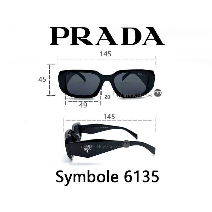 Asli Kacamata Hitam Prada Symbole Spr17Ws Black Sunglasses Lensa Kaca Pria Wanita Original 100% 52Mm