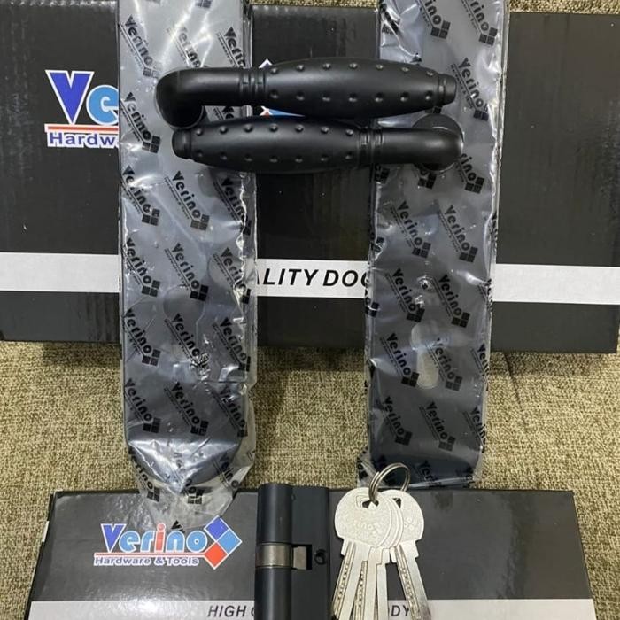 Kunci Pintu Rumah Besar Black VERINO / Body Kunci 24 cm / Handle Pintu