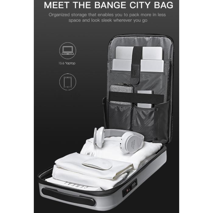 BG22201 Tas Bag Slim Backpack Pria Cowok Kerja Kantor Laptop 15.6 Ipad 7.9 Hardcase USB TSA