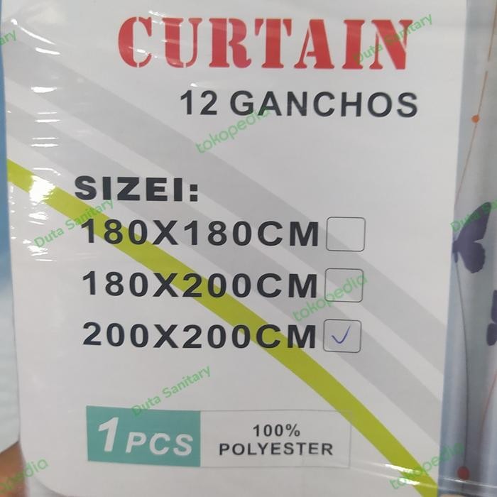 Shower Curtain 200X200 Textile/Shower Curtain Kain 200Cm/ Korden Putih