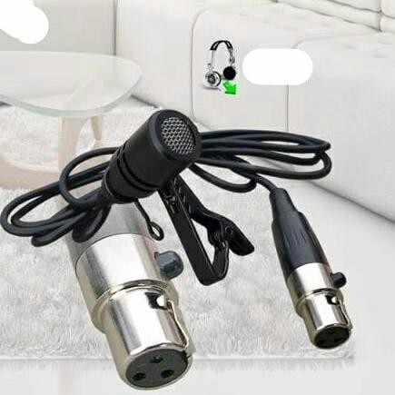 Mic Jepit/Clip on kabel jack colokan kaki lubang pin 3 -- wrn hitam
