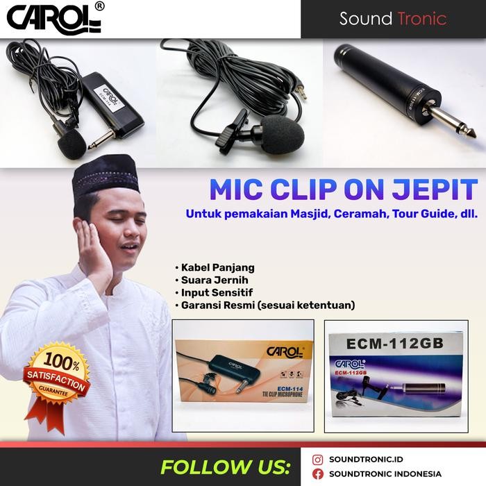 Microfon Imam Masjid CAROL Mic Jepit Kabel Clip On
