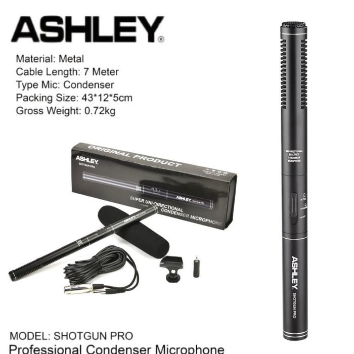 Mic Kabel Condenser Ashley Shotgun Pro Original CONDENSOR Microphone