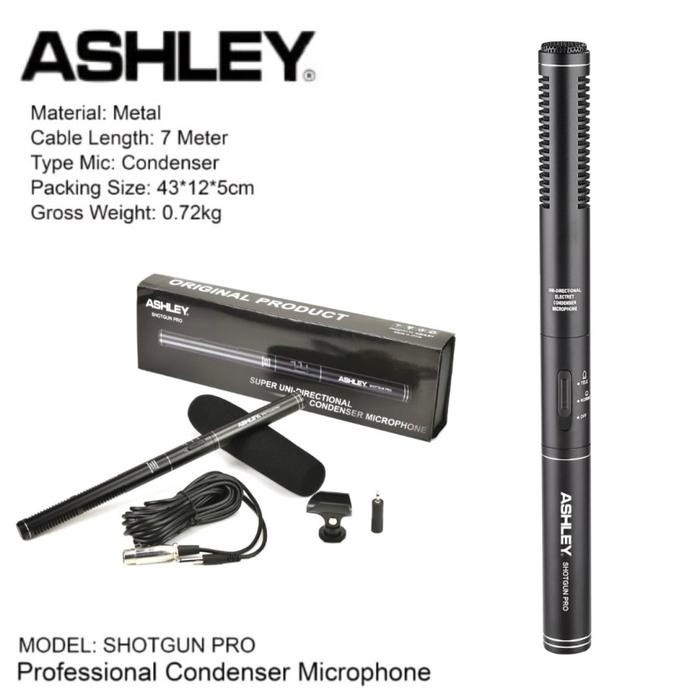 Mic Kabel Condensor Ashley Shotgun Pro Microphone Condenser Original