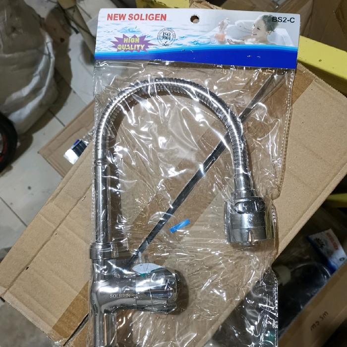 PROMO Kran Angsa New Soligen BS2C leher flexibel - keran Sink Wastafel tanam Tancap meja tahan karat