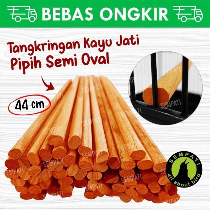 Tangkringan kenari semi oval kayu sangkar kandang burung kenari