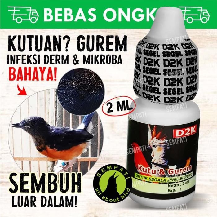 KUTU & GUREM D2K OBAT BURUNG SAKIT KUTUAN MEMBASMI TELUR KUTU