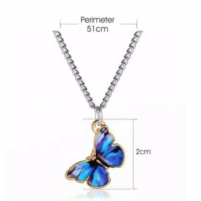 Kalung Kupu Biru Butterfly Necklace Clavicle Blue Korea Jennie PGM K70