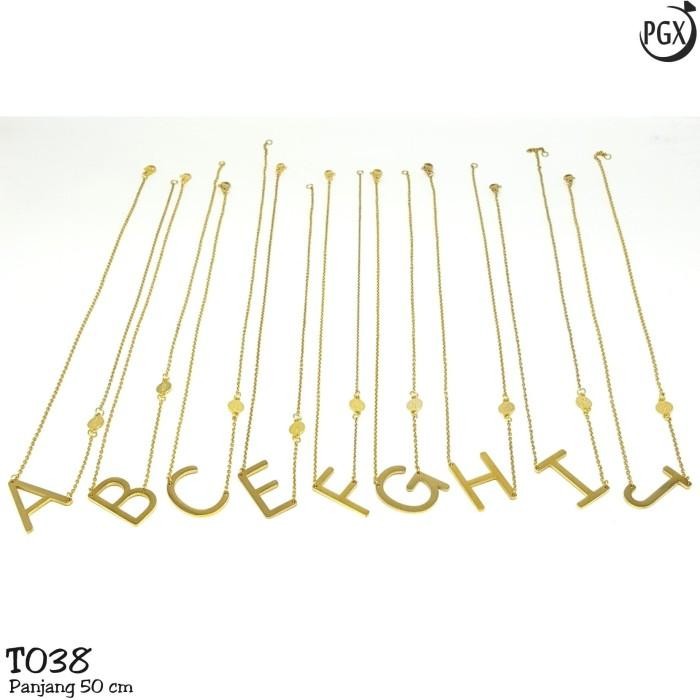 Kalung Titanium Premium Huruf Inisial Alphabeta Artis Anti Karat T038