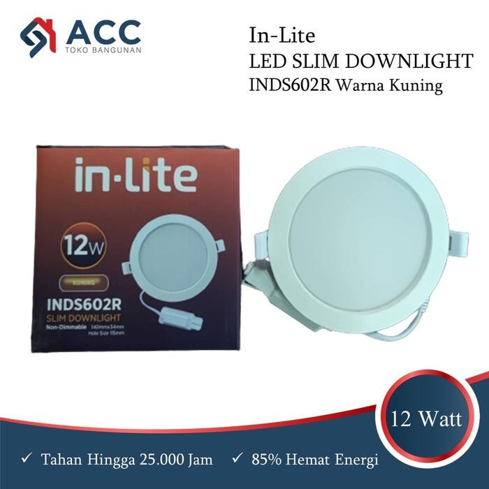 (Allthebest) InLite Lampu LED Panel Plafon Slim Downlight 12W 12 Watt