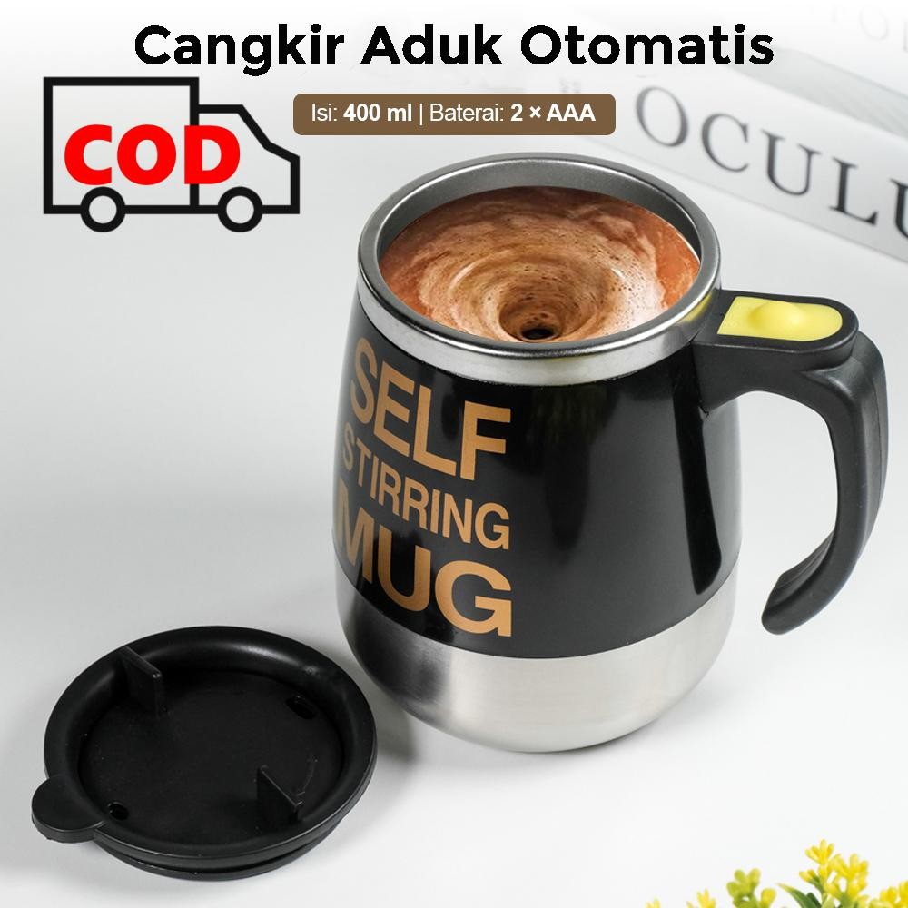 Gelas Aduk Otomatis 400ml Cangkir Pengaduk Elektrik Mixer Stainless Steel Gelas Kocok Mug Mixer Port