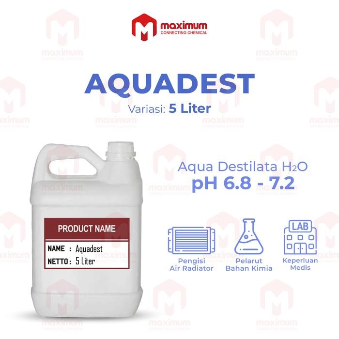Aquadest / Akuades / Aquades / Air Suling / Air Aki Radiator - 5 Liter