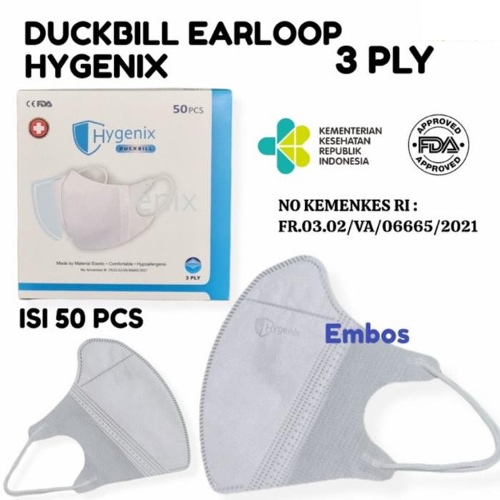 (Expert) MASKER DUCKBILL HYGENIX EARLOOP 3PLY ISI 50PCS