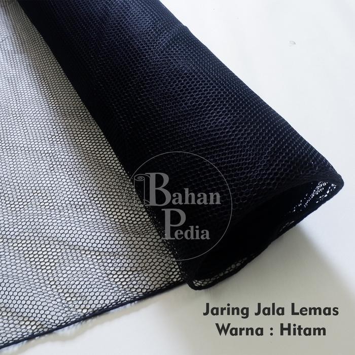 [Meter] Bahan Jala Tebal Lemas Kain Jaring Lapisan Tas Dompet - Hitam *