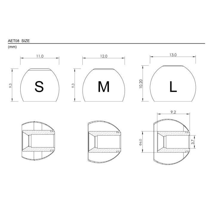 [Expret] ACOUSTUNE AET08 Narrow Bore Eartips Earpiece Bass/Clarity/Soundstage
