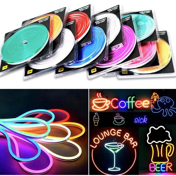 New Lampu LED Neon Flex Selang DC 12V 5M Neon flex Flexible 5M