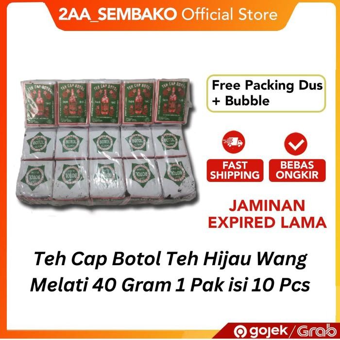 

Teh Bubuk Cap Botol Teh Hijau Wangi Melati 40 Gram 1 Pak isi 10 Pcs