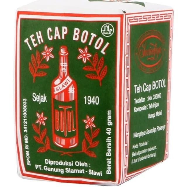 

TEH CAP BOTOL 40 GRAM HIJAU (1PAK=10PCS) / TEH BOTOL BUBUK