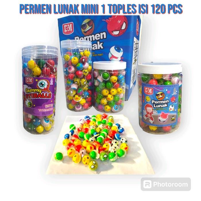 

New Gummy Lunak mini Candy @120 pcs - Gummy Candy Mini Permen Lunak bulat mini Fruity Manis Toples