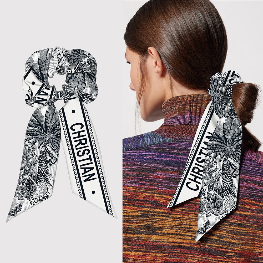 New Scrunchies Large Size Hair Tie Jungle Flamingo Elastic Hair Band Long Scarf Rubber Bands Quality