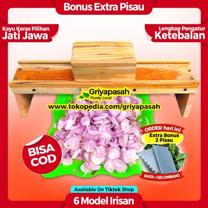 Pengiris Bawang Merah Bawang Putih Keripik Non Elektrik Alat Dapur Kayu