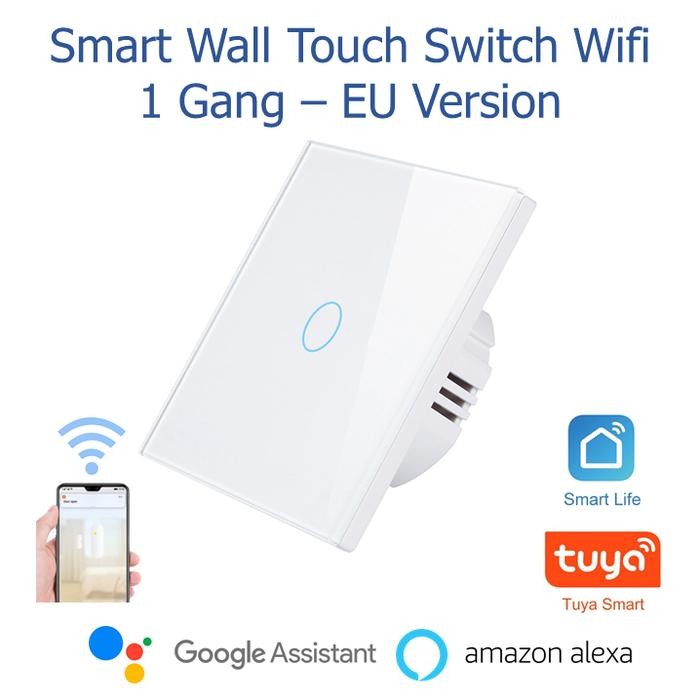 Terlaris Smart Wall Light Touch Switch Wifi 1 Gang - Tuya