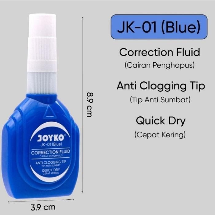 

correction fluid joyko jk-01 blue (12btl) stationery kode 808