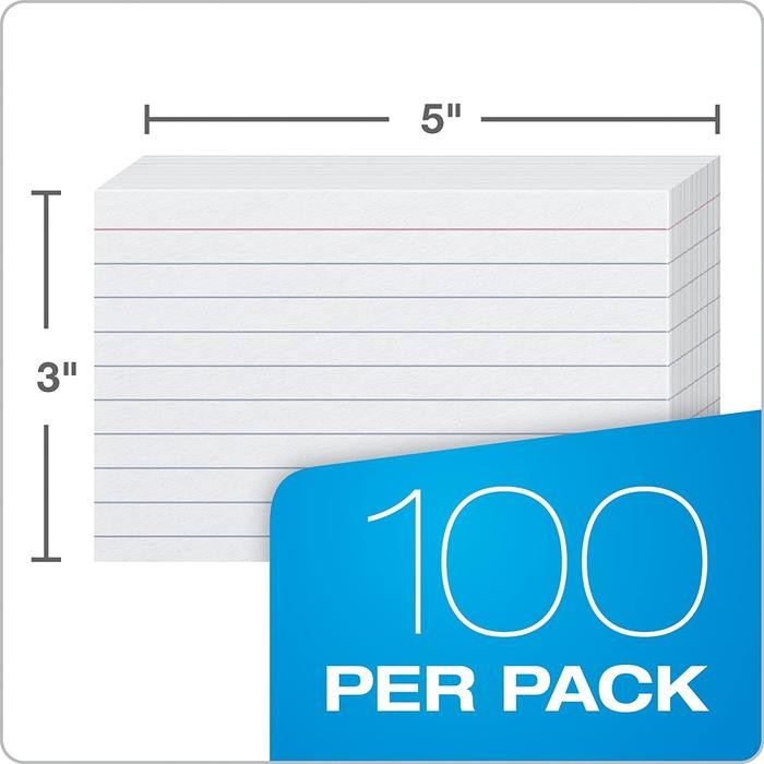 

Agenda Oxford Ruled Index Cards 3X5 Inch 100 Sheets White 3" X 5" 3"X5