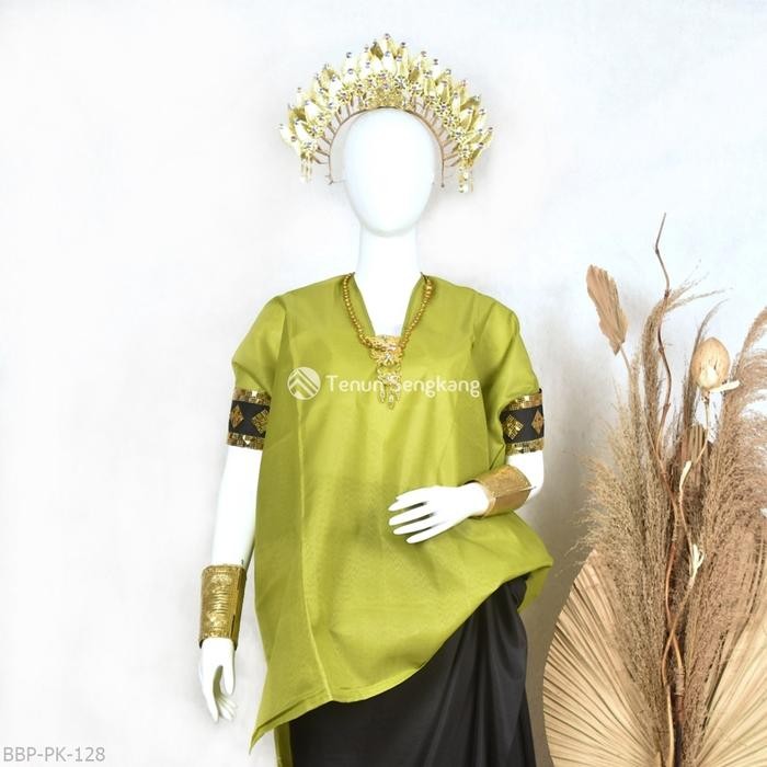 BAJU BODO ADAT BUGIS MAKASSAR DEWASA POLOS ASLI LENGAN PENDEK HIJAU