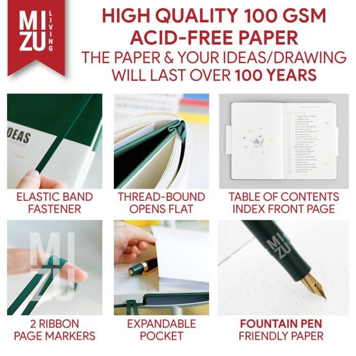 

Agenda Paperideas A5 Lined Hardcover Notebook 100Gsm Bujo Fountain Pen Paper