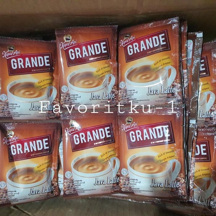 (Allthebest) Kopi Kapal Api Grande Java Latte 3in1 Tanpa Ampas. 1 Renteng=10 Sachet