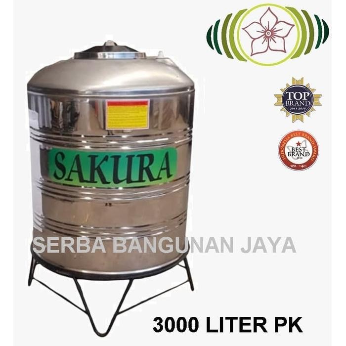 Terlaris Sakura 3000 Ltr Stainless Steel Water Tank Toren Tangki Air