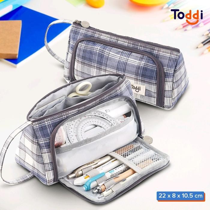 

AK Tempat Pensil Alat Tulis Pencil Case Pouch Stationery - Pink/Dark Gray/Blue/White