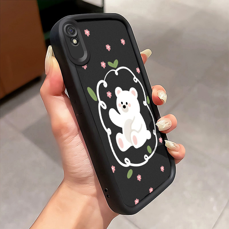 Casing Hp Xiaomi Redmi 9A Redmi 9i Redmi 9T Redmi 9 Power Case Softcase Kesing Beruang Putih ponsel 