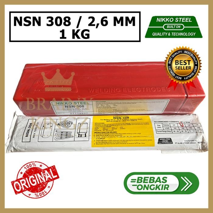 Kawat Las Stainless Nikko Steel NSN308 E308 ukuran 2,6mm NSN 308 2.6mm