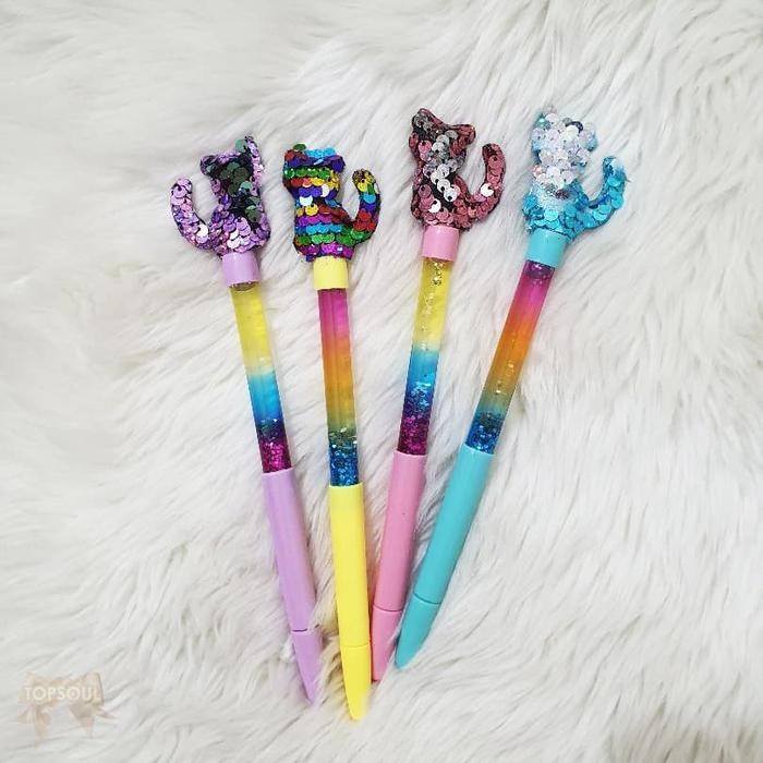 

Pulpen GLITTER KUCING manik p cat kitty gel pen air sparkling fan