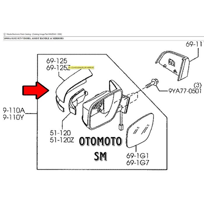 Cover Spion Kanan Mazda Biante 8 CX7 CX9 5 Original L208691A1A