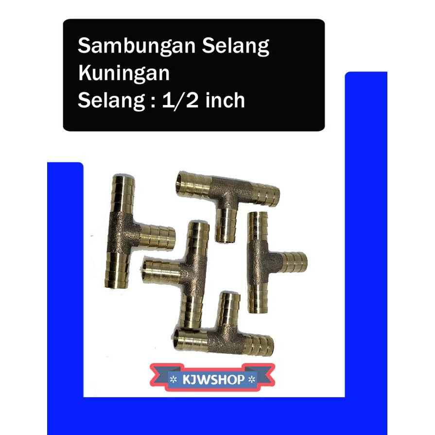 Sst Nepel T Kuningan 1/2" Sambungan T Kuningan 1/2 Inch Cabang 3 Nepel Kuningan Adapter Selang Angin