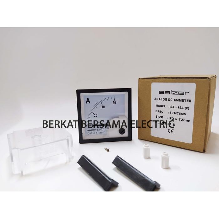 SALZER AMPERE METER FOR DC CURRENT 72X72 ANALOG - 0 - 5A / 5A