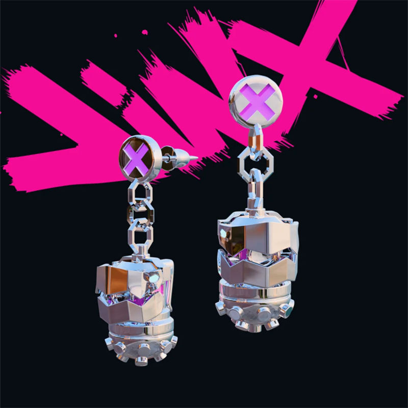 League Of Legends Cartoon Arcane Anime Figure Jinx Stud Earrings For Women Fashion Girls Harajuku