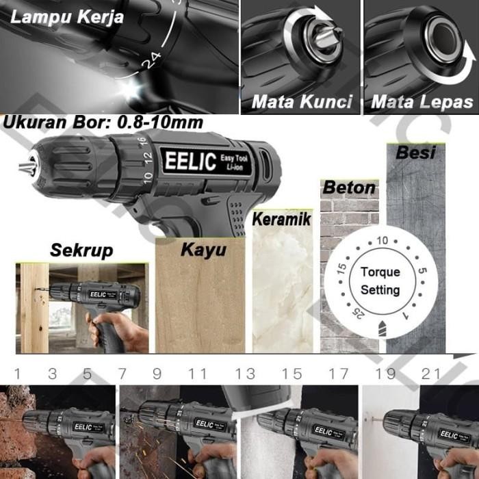 [Allthebest] EELIC MEB-DC120 Alat Listrik Mesin Bor / Obeng Lithium Cordless drill