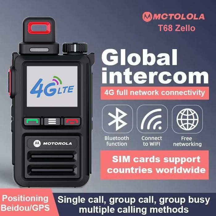 Terbaru Zello Poc Walkie Talkie Motorola T68 Handy Talkie Ht Global 4G Genggam Pengisian Daya Tipe-C