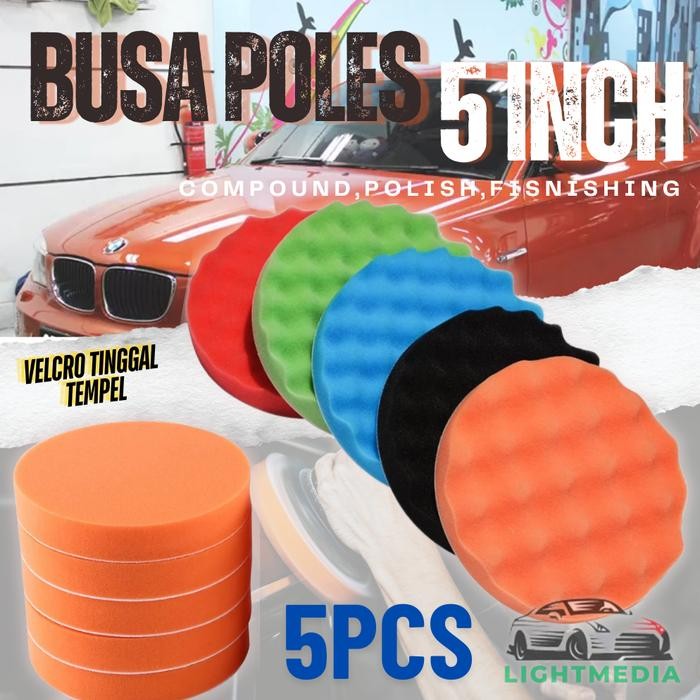 busa poles mobil 5" / spon poles mobil /busa gelombang /spons rata *
