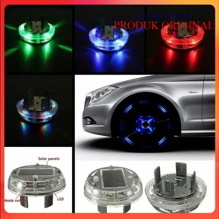 PREMIUM Lampu Dekorasi LED RGB Mobil Cover Dop Velg Solar Panel - 12 LED