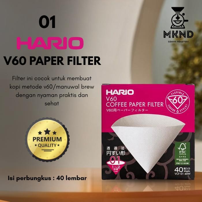 

PREMIUM Paper Filter V60 Saringan Kopi Bubuk Kertas Penyaring Manual Brew 01 - HARIO Paper 40pcs